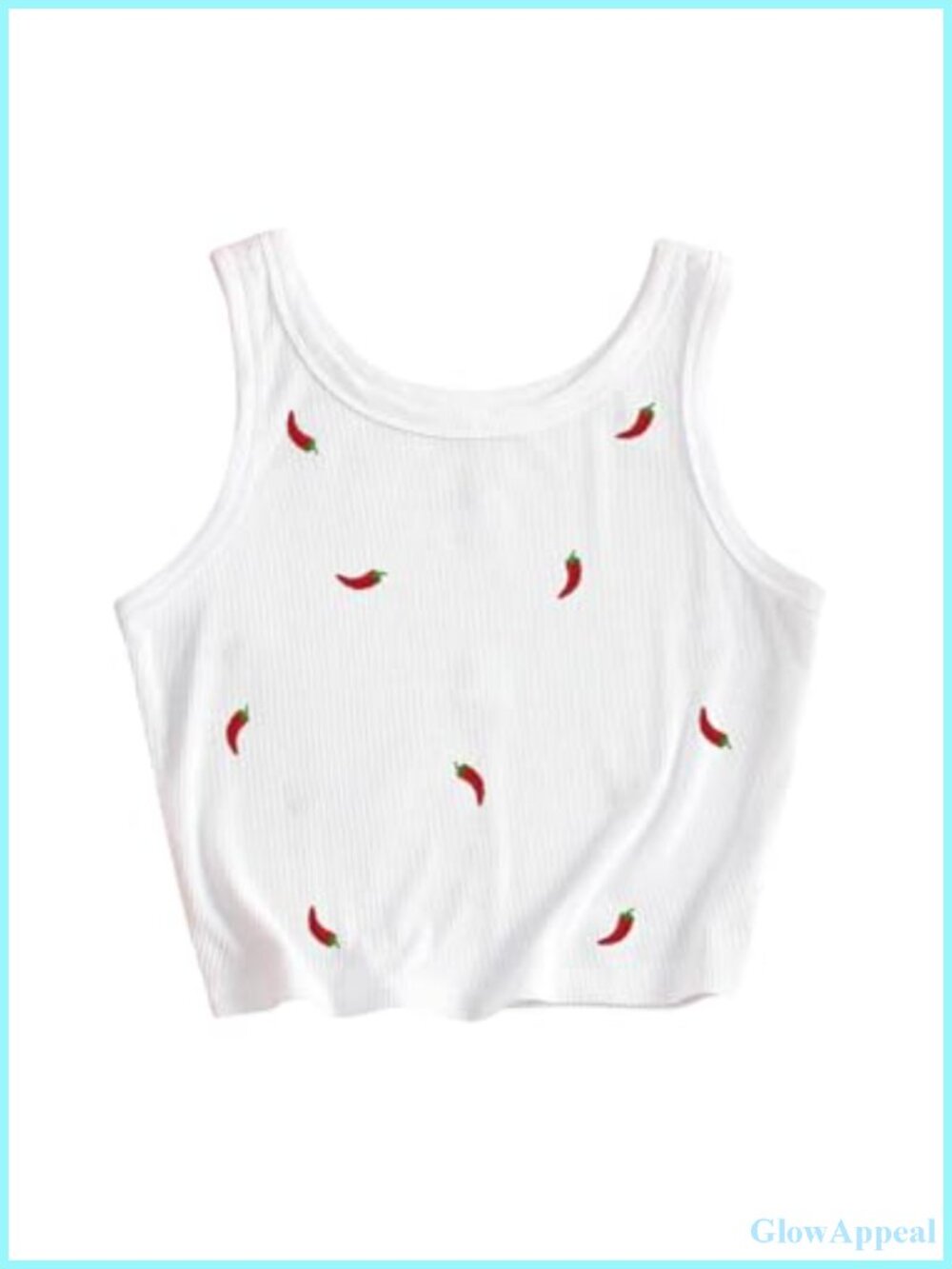 Graphic Embroidered Ribbed Crop Tank Top Sleeveless Slim Fit Summer